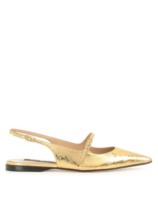 Sergio Rossi Metallic Godiva Ballerina Shoes