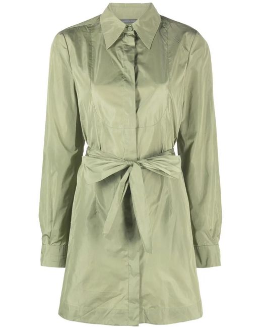Alberta Ferretti Green Tie-Waist Shirt Dress