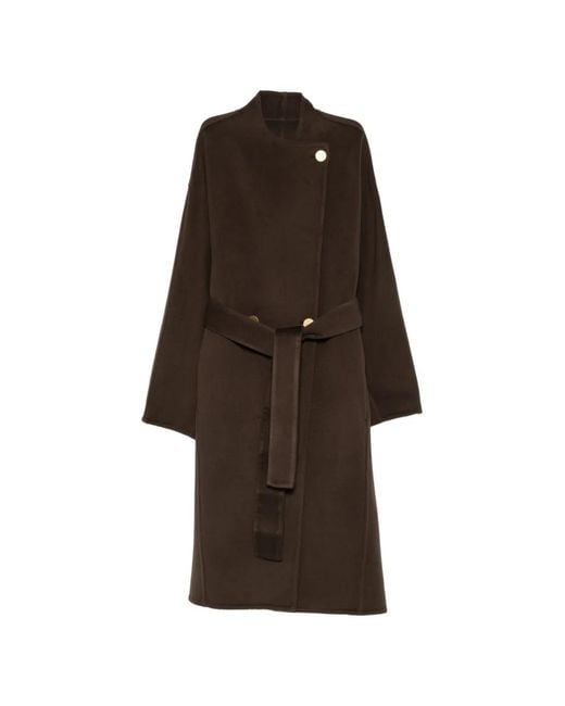 Alberta Ferretti Brown Manteau À Taille Ceinturée