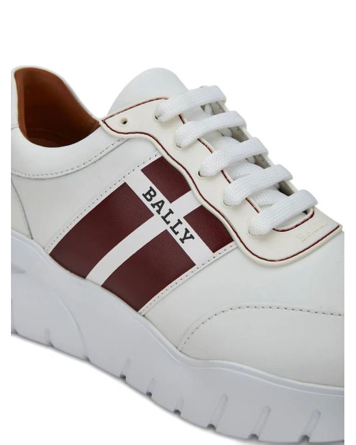 Bally White Side-Stripe Logo Sneakers for men