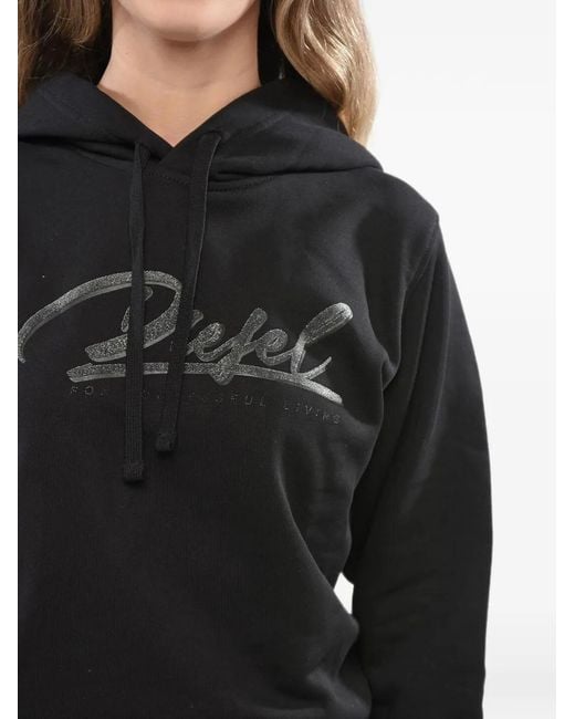 DIESEL Black Logo-Print Hoodie