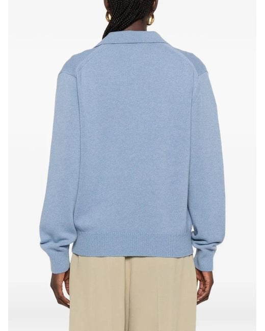 Victoria Beckham Blue Polo-Collar Sweater