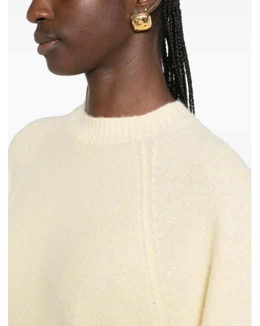 Fabiana Filippi Natural Sequin-Embellished Raglan-Sleeve Sweater