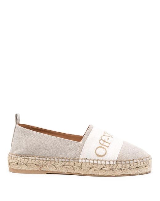 Off-White c/o Virgil Abloh Bookish Canvas Espadrilles in het Gray