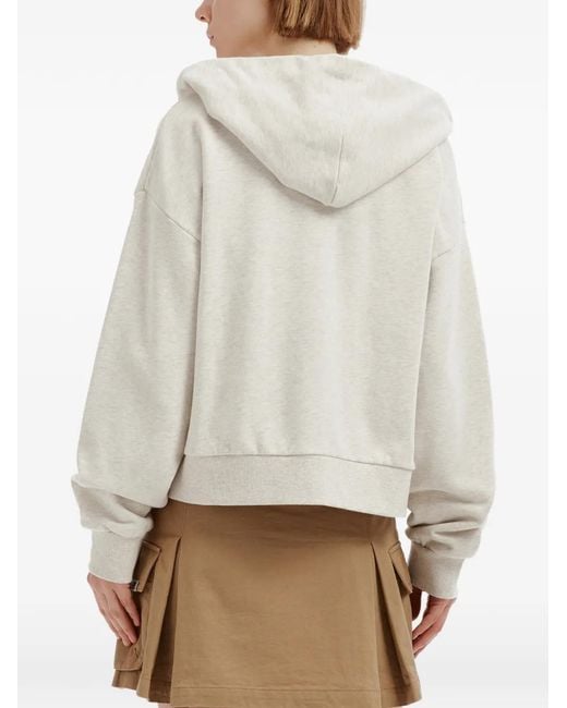 Chocoolate White Logo-Patch Zip-Up Hoodie