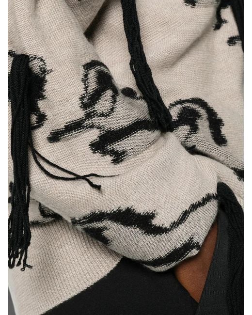 Stella McCartney White Horse-Pattern Fringed Sweater
