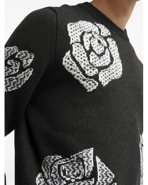 Barrie Black Roses Round-Neck Sweater for men