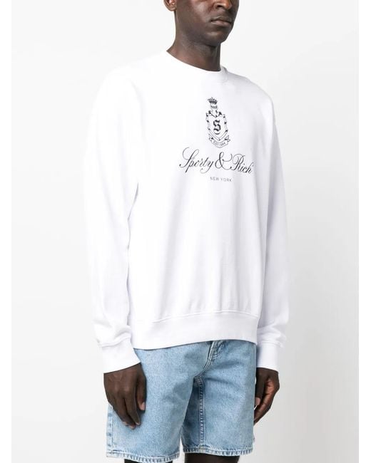 Sporty & Rich White Logo-Print Cotton Sweatshirt