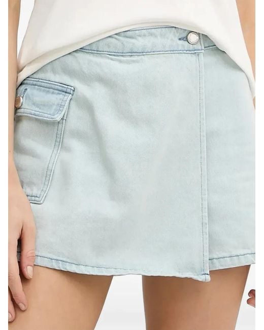 Morgan Blue Wrap-Front Mini Shorts