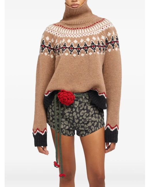 Alanui Red Rose-Crochet Belt