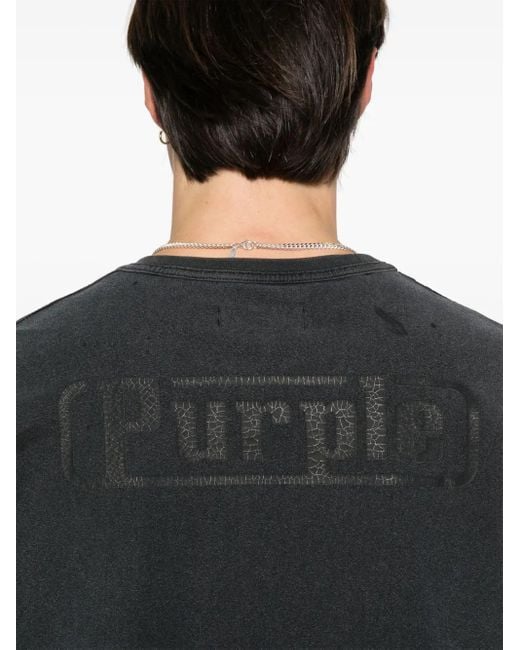Purple Brand Black Logo-Print T-Shirt for men
