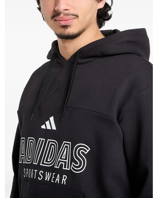 Adidas Black House Of Tiro Logo-Print 3-Stripes Hoodie for men