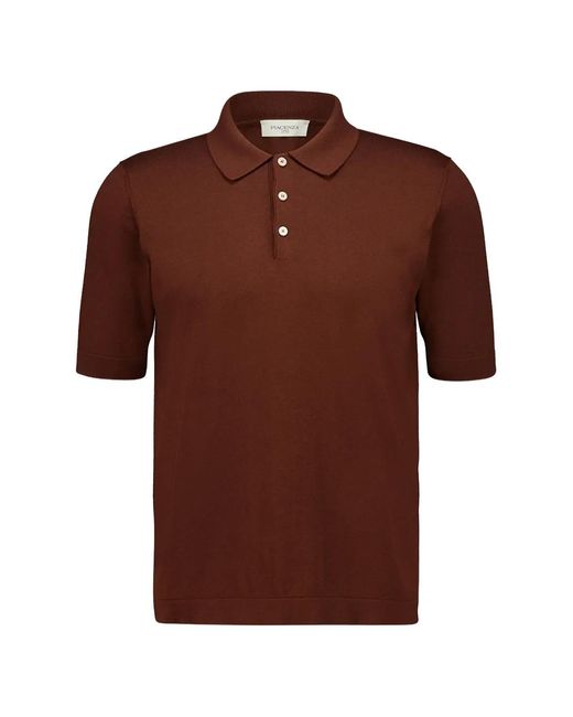 Piacenza Cashmere Brown Short-Sleeved Polo Shirt for men