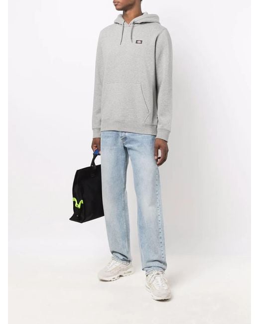 Dickies Gray Logo-patch Long-sleeve Hoodie for men