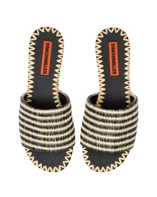 Simon Miller Black Raffia Salerno Slides