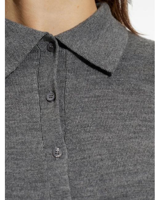 IRO Button-Down Blouse Met Gestreepte Afwerking in het Gray