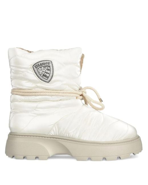 Blauer White Quilted Lace-Up Boots
