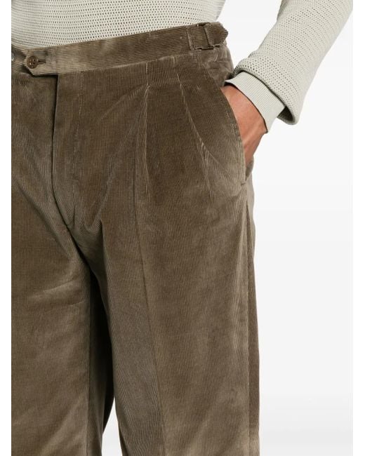 Corneliani Green Corduroy Slim-Fit Trousers for men