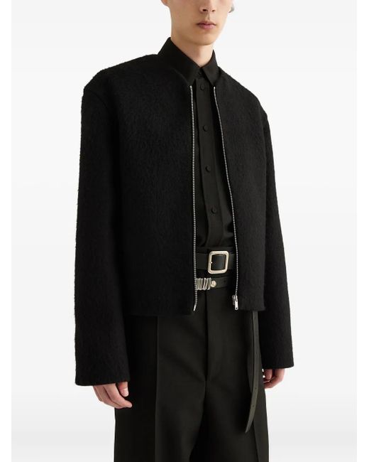 Jil Sander Black Zip-Front Textured Jacket for men