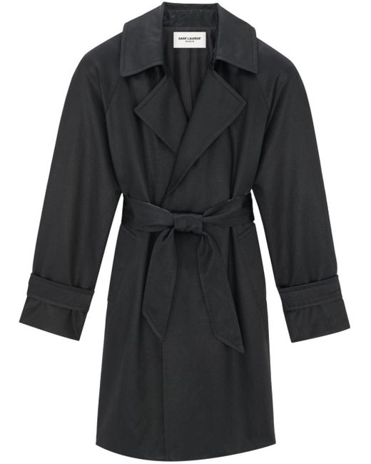 Saint Laurent Black Trenchcoat aus satin-chintz schwarz