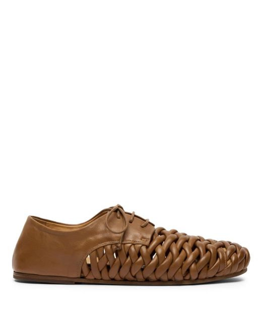 Marsèll Brown Interwoven Leather Derby Shoes