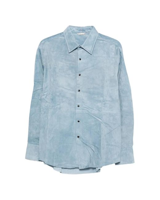 Carter Young Blue Suede Western Shirt for men