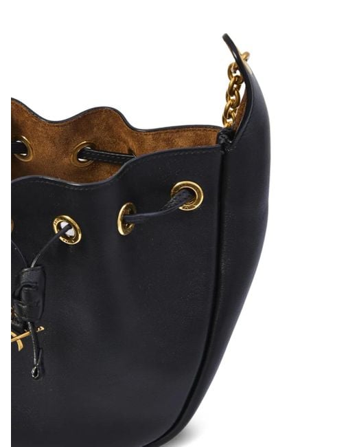 Saint Laurent Black Cassandre Drawstring Leather Shoulder Bag