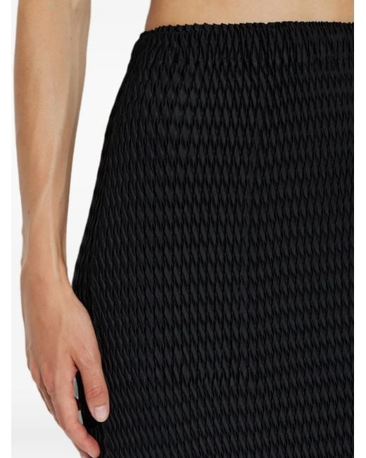Issey Miyake Black Pleated-Effect Side-Slit Midi Skirt