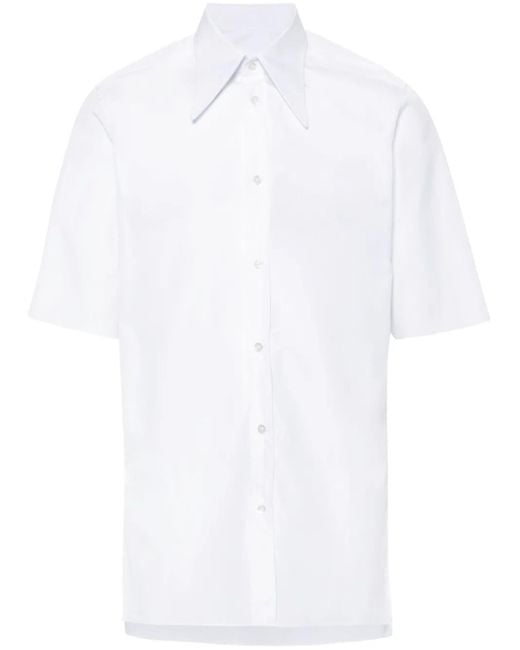 Maison Margiela White Short-Sleeved Poplin Shirt for men