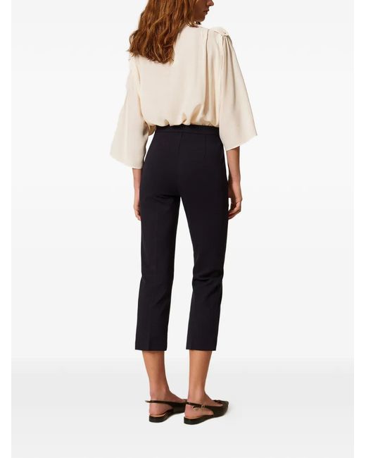 Twinset Blue Pantalon Cigarette Avec Décor