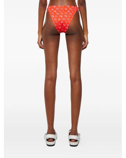 Magda Butrym Red Floral-Print Bikini Bottoms