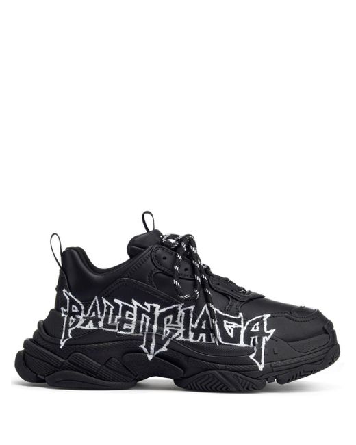 Balenciaga Black Triple S Logo-print Sneakers