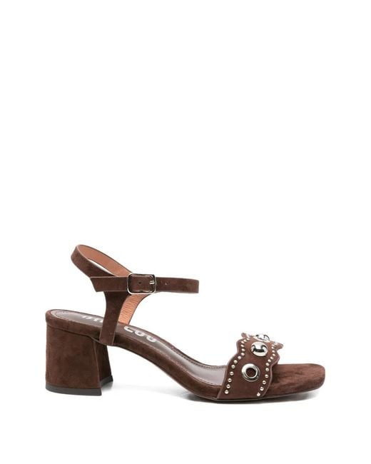 Bibi Lou Brown Studded-Strap Sandals