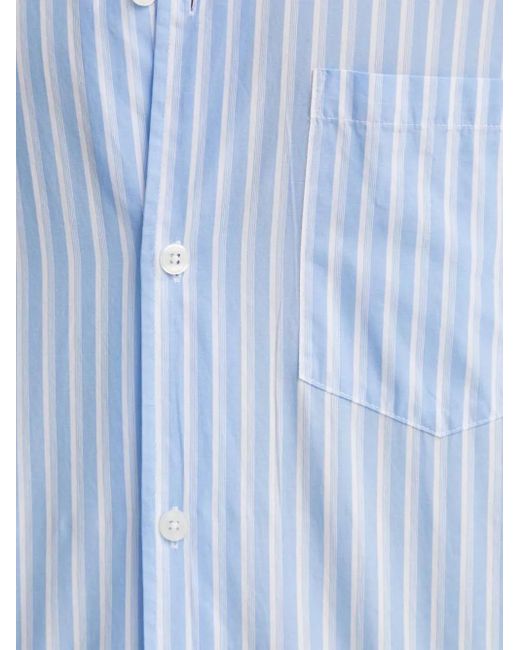 Samsøe & Samsøe Blue Chest-Pocket Striped-Pattern Shirt for men