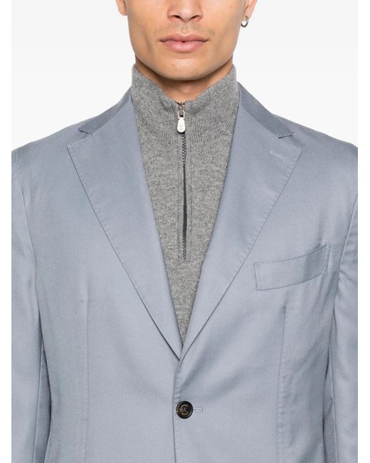 Eleventy Blue Patch-Pocket Single-Breasted Blazer for men