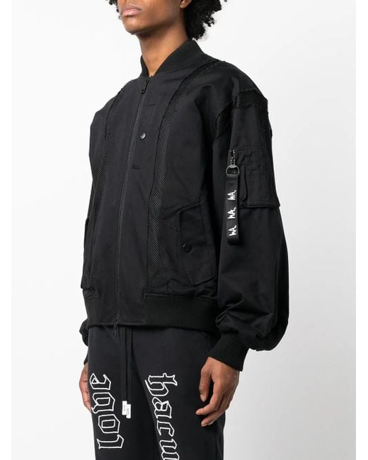 Haculla Black Mesh-Panel Bomber Jacket for men
