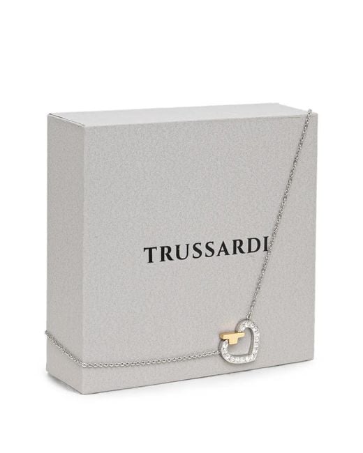 Trussardi White Heart Embellished Necklace