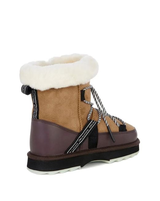 EMU Brown Blurred Lace-Up Shearling Boots