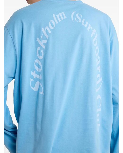 Stockholm Surfboard Club Blue Long-Sleeve Graphic T-Shirt for men