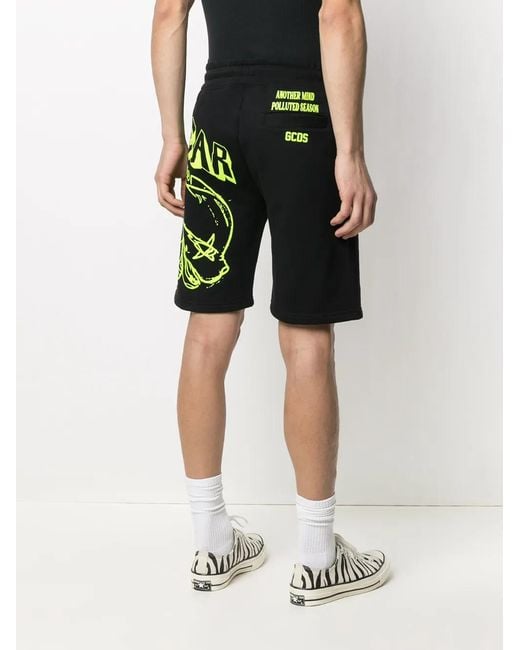 Gcds Black Graffiti Print Track Shorts for men