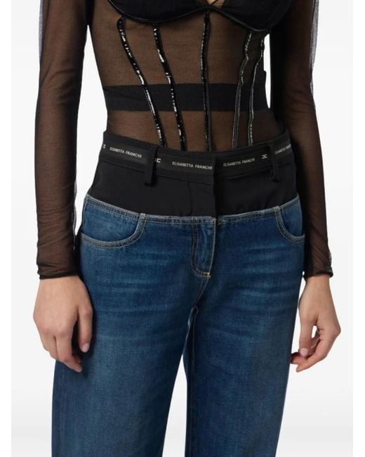 Jean À Taille À Lien De Resserrage Elisabetta Franchi en coloris Blue