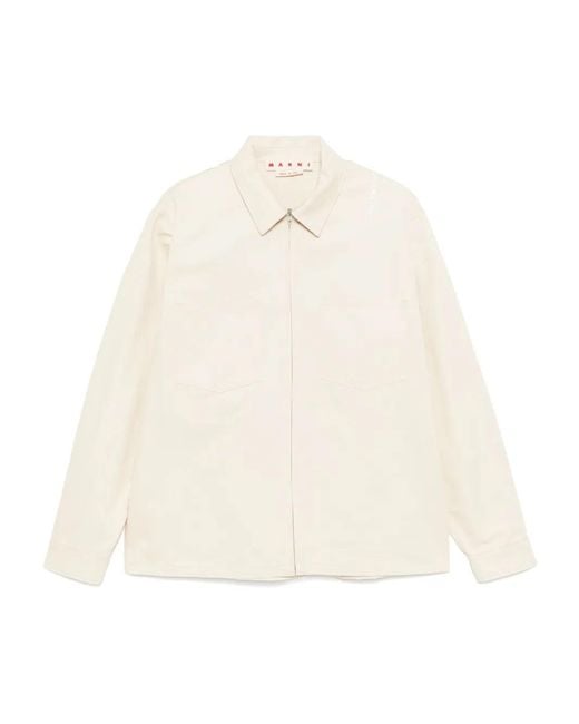 Marni White Zip-Up Shirt for men