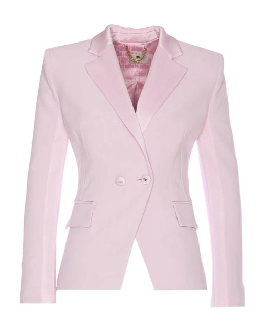Elisabetta Franchi Pink Double-Breasted Blazer