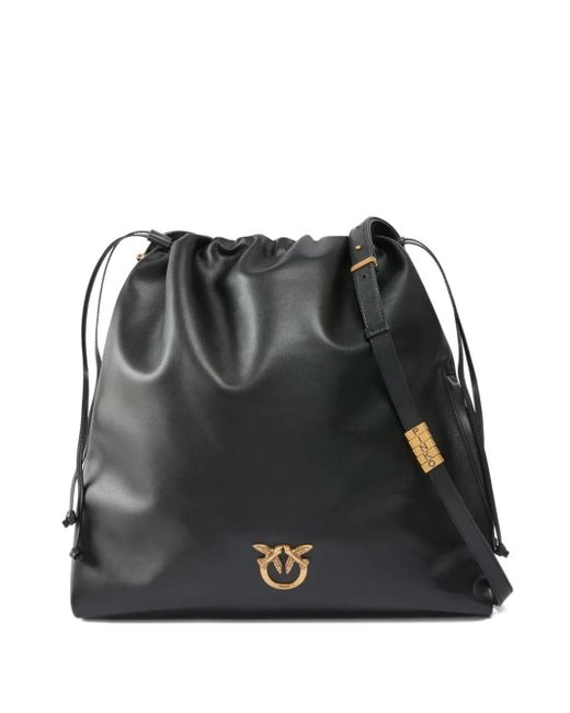 Pinko Black Mini Love Birds Slouchy Bag