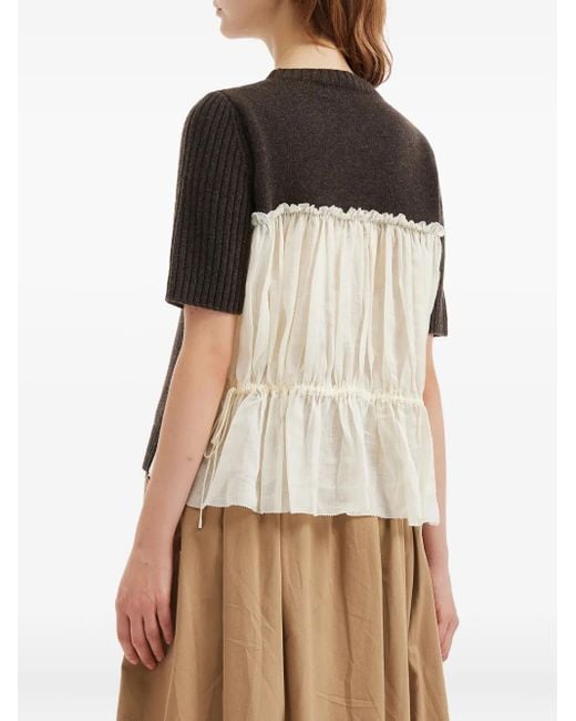 Sea Geribbelde Top Met Ruches in het Black