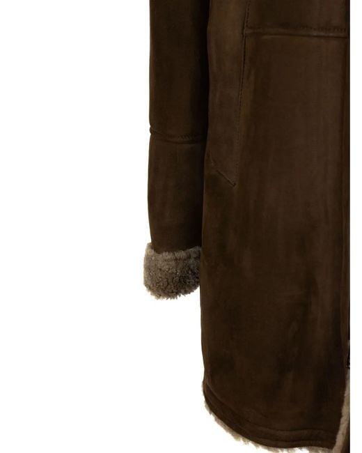 Volfagli Brown Hooded Fur-Trimmed Coat for men