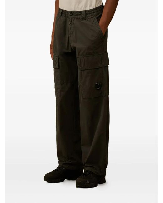 C P Company Black Cargo-Pocket Trousers for men