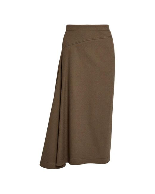 Erdem Brown Draped Midi Skirt