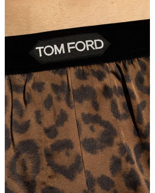 Tom Ford Black Leopard-print Stretch-silk Boxers for men