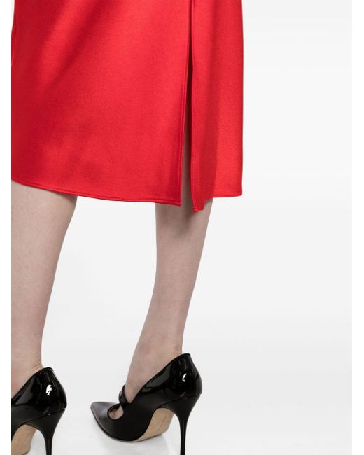 Alice + Olivia Red Maeve Slip Midi Skirt